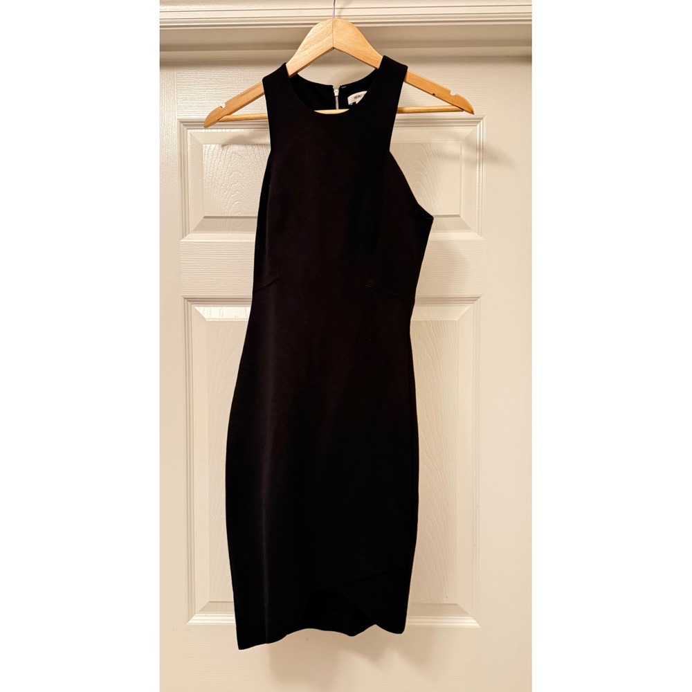 Helmut Lang Sheath Dress Women S Black Halter Neck Tulip Hem Exposed Zipper USA